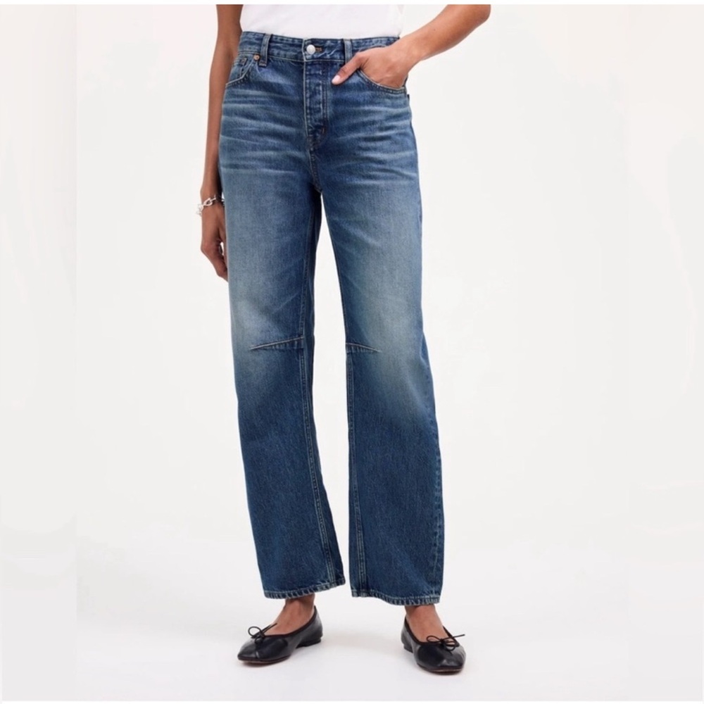 Madewell The Darted Barrel- Leg Jean 33 Wide Leg Medium Wash Denim - Picture 3 of 9